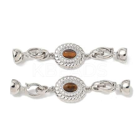 Brass Micro Pave Clear Cubic Zirconia Fold Over Clasps KK-U059-39P-1