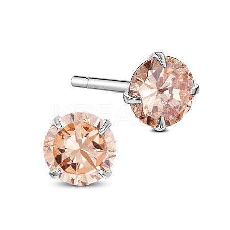Rhodium Plated 925 Sterling Silver Four Pronged Ear Studs JE420E-03-1