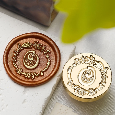 Golden Tone Wax Seal Brass Stamp Head DIY-B079-01G-O-1