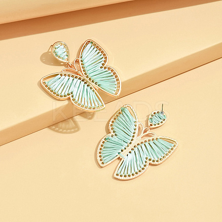 Bohemia Style Alloy & Cotton Dangle Stud Earrings FS-WG7AD97-04-1