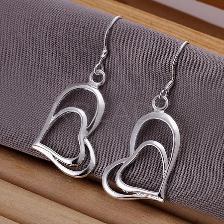 High Quality Brass Heart Cubic Zirconia Dangle Earrings EJEW-BB11817-1