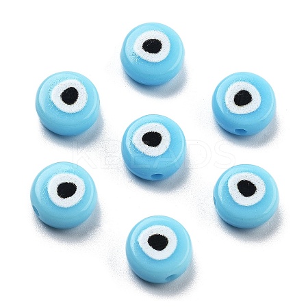 Opaque Printed Acrylic Beads OACR-G038-04E-1