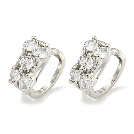 Brass Micro Pave Cubic Zirconia Cuff Earrings EJEW-C104-042P-1