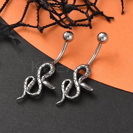 Snake 316 Surgical Stainless Steel Belly Button Rings EJEW-G416-18C-AS-1