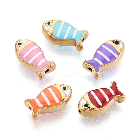 304 Stainless Steel Enamel Beads STAS-N124-38G-1