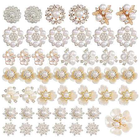 48Pcs 12 Styles Alloy Glass Rhinestone Cabochons FIND-CA0011-02-1