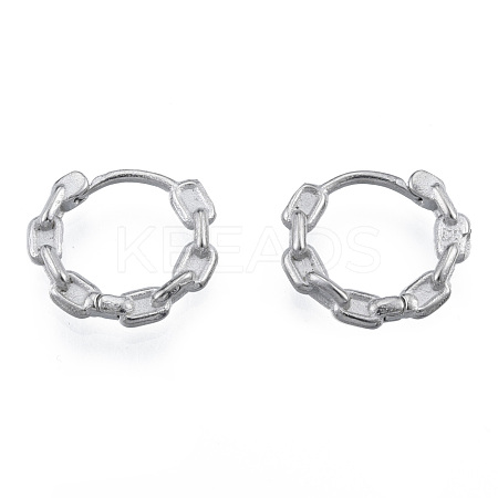 316 Surgical Stainless Steel Chain Shape Hoop Earrings for Men Women EJEW-N052-07-1