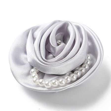 Flower Cloth with Plastic Pearl Brooch Pin JEWB-K013-01P-06-1