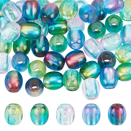 50Pcs 5 Colors Painted Acrylic Beads OACR-NB0001-47-1