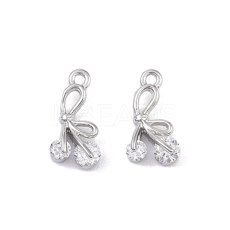 Brass Micro Pave Clear Cubic Zirconia Pendants KK-K351-46E-P-1