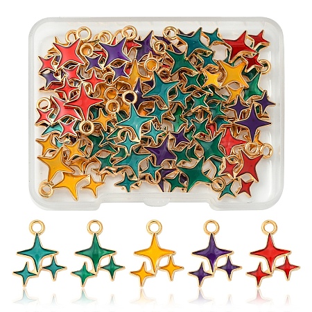 50Pcs 5 Colors Alloy Enamel Pendants ENAM-FS0002-30-1