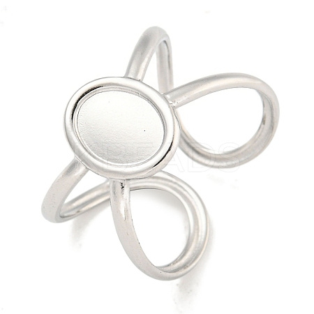 Non-Tarnish 304 Stainless Steel Oval Cuff Ring Components X-RJEW-A043-07P-1