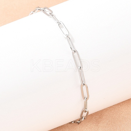 201 Stainless Steel Paperclip Chains Bracelets for Women BJEW-G767-01E-P-1