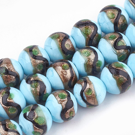 Handmade Gold Sand Lampwork Beads LAMP-T006-02J-1