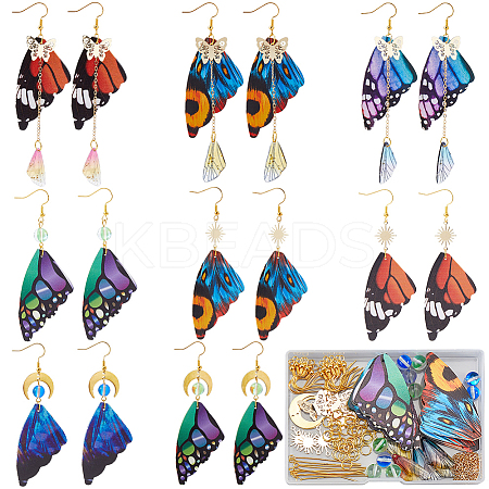 DIY Imitation Leather & Synthetic Moonstone Butterfly Dangle Earring Making Kits DIY-SC0026-33-1