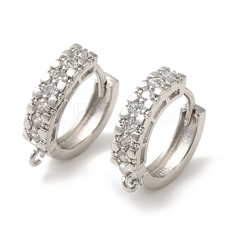 Rack Plating Brass Micro Pave Clear Cubic Zirconia Hoop Earrings Finding EJEW-B062-12P-1