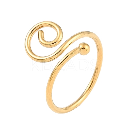 Ion Plating(IP) 304 Stainless Steel Spiral Open Cuff Ring for Women RJEW-C097-04G-1