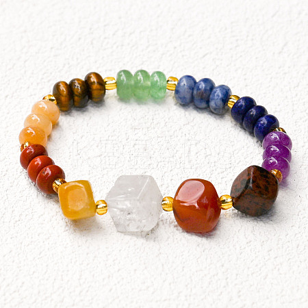Natural & Synthetic Mixed Gemstone Beads Stretch Bracelets for Women BJEW-B146-01B-1