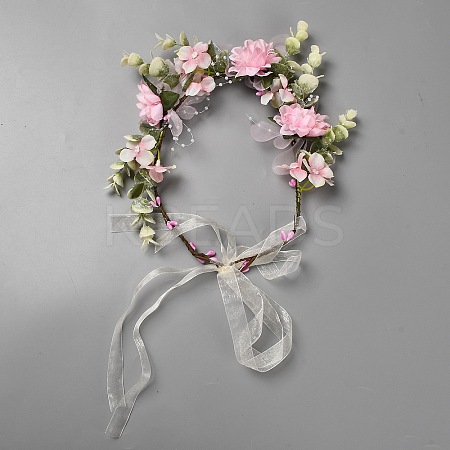 Cloth Artificial Flower Garland Headbands Hair Vine AJEW-WH20019-02A-1