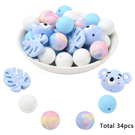 5 Styles Silicone Beads SIL-YW0002-49-1