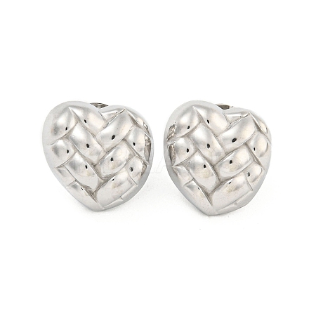 Non-Tarnish Heart 304 Stainless Steel Ear Studs EJEW-L290-021P-1