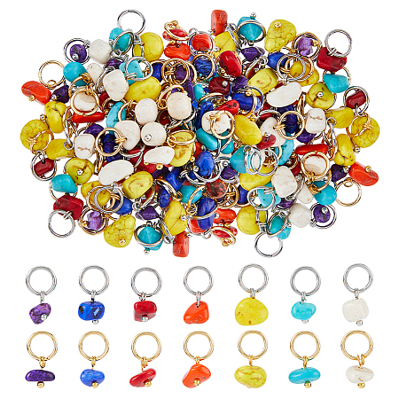 84Pcs 14 Style Synthetic Turquoise Pendant PALLOY-FH00074-1