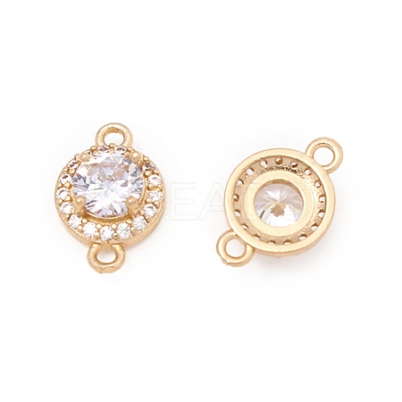 Light Gold Plated Brass Pave Cubic Zirconia Connector Charms KK-CJC0001-42-1