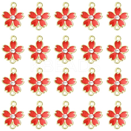 20Pcs Alloy Enamel 5-Petal Flower Connector Charms FIND-YW0009-33B-1
