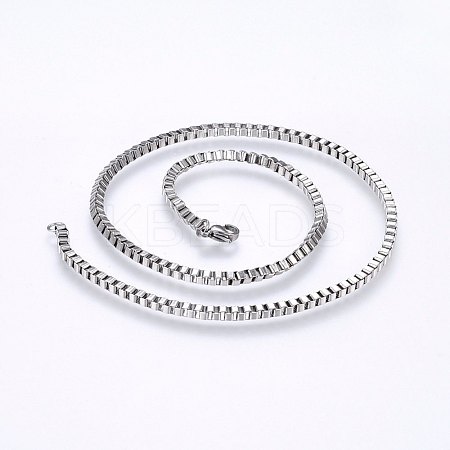 Non-Tarnish 304 Stainless Steel Box Chain Necklaces NJEW-F226-05P-02-1