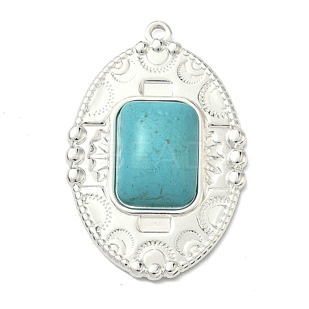 304 Stainless Steel with Dyed Synthetic Turquoise Pendants LS-STAS-G374-05S-08-1