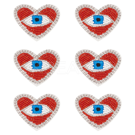 Heart with Evil Eye Embroidered Appliques LS-DIY-WH0401-27-1