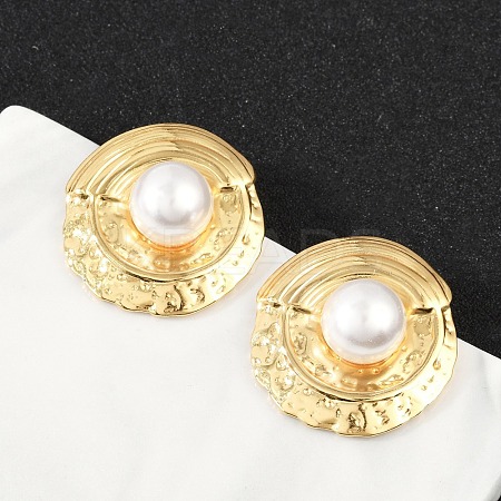 304 Stainless Steel ABS Plastic Pearl Stud Earrings for Women EJEW-U046-11G-1