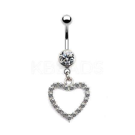 316L Surgical Stainless Steel Clear Cubic Zirconia Dangle Belly Button Rings WG93CBC-02-1