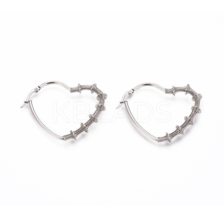 Non-Tarnish Long-Lasting Plated 304 Stainless Steel Wire Wrapped Hoop Earrings LS-EJEW-D250-01B-P-1