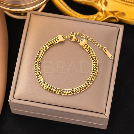 304 Stainless Steel Curb Chain Bracelets for Women LS-BJEW-G759-08G-1