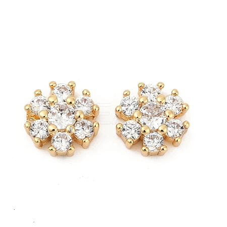 Brass Micro Pave Clear Cubic Zirconia Cabochons KK-P302-13G-1