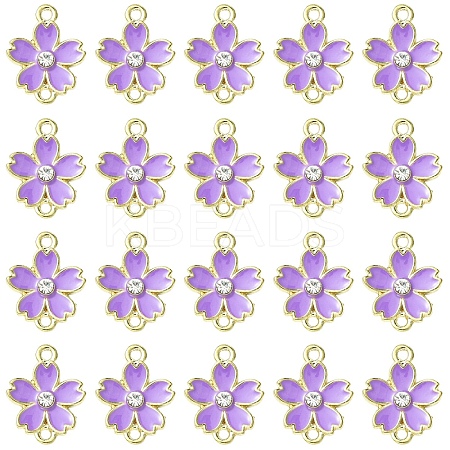 20Pcs Alloy Enamel 5-Petal Flower Connector Charms FIND-YW0009-33D-1