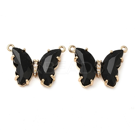 Brass Pave Faceted Glass Connector Charms FIND-Z020-03A-1