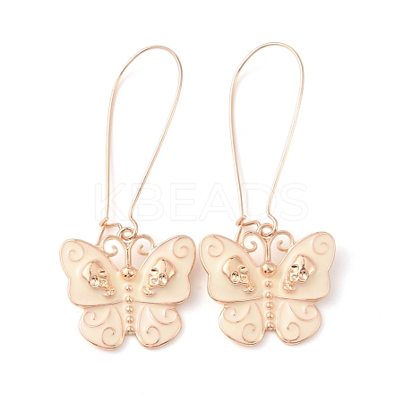 Enamel Butterfly with Skull Hoop Earrings EJEW-WH0017-43KCG-A-1