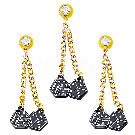 3Pcs Alloy Micro Pave Clear Cubic Zirconia Pin JEWB-FH0003-25C-1