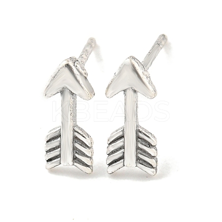 Rack Plated Arrow Brass Stud Earrings for Women EJEW-Z048-16P-1