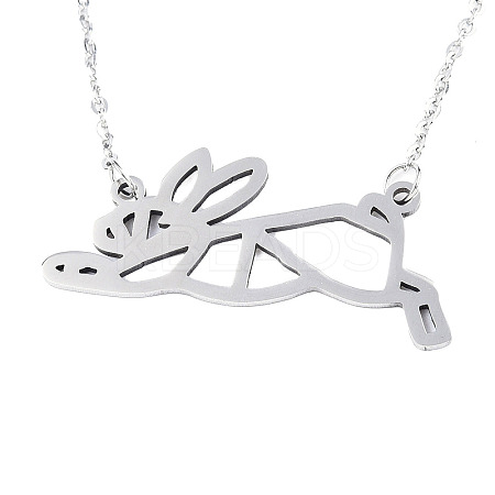 Non-Tarnish 201 Stainless Steel Bunny Pendant Necklaces LS-NJEW-T009-JN027-1-40-1