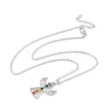 Chakra Angel Alloy Colorful Rhinestone Pendant Necklaces for Women FS-WGF797E-01-1