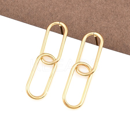 Oval 316 Stainless Steel Dangle Stud Earrings EJEW-D339-04G-1
