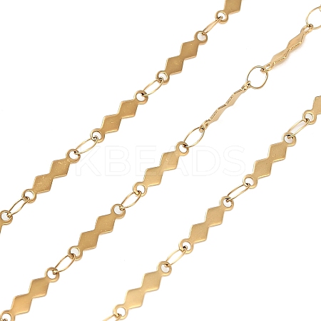 304 Stainless Steel Rhombus Bar Link Chains CHS-H116-01H-G-1