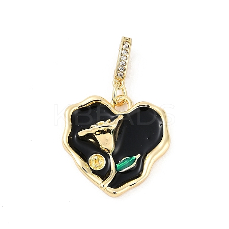 Brass Enamel Micro Pave Cubic Zirconia Pendants KK-U043-11G-02-1