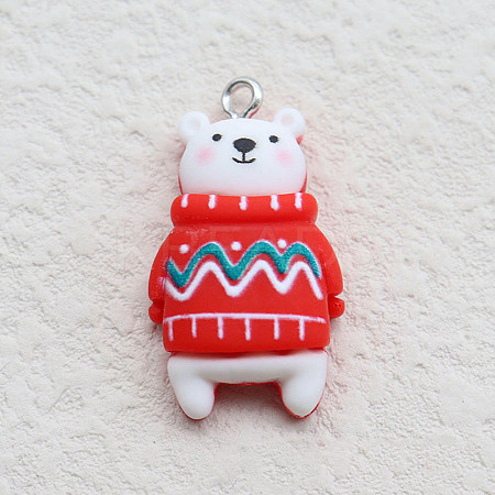 Christmas Theme Opaque Resin Pendants LS-RESI-H034-03B-1