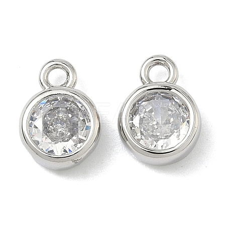 Brass with Clear Cubic Zirconia Pendants KK-I476-12P-1