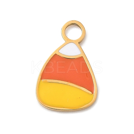 304 Stainless Steel Enamel Halloween Theme Charms STAS-Z164-03G-03-1