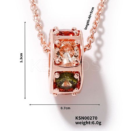 Brass Colorful Rhinestone Pendant Necklaces for Women IM3038-5-1